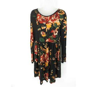 LONGYUAN Women's Floral Dress Long Sleeve Loose Fit Large NWT